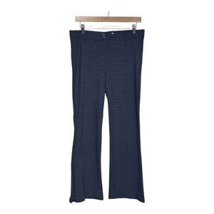 Betabrand Dress Pant Yoga Pants Navy Blue Geometric Dash Bootcut Womens Large